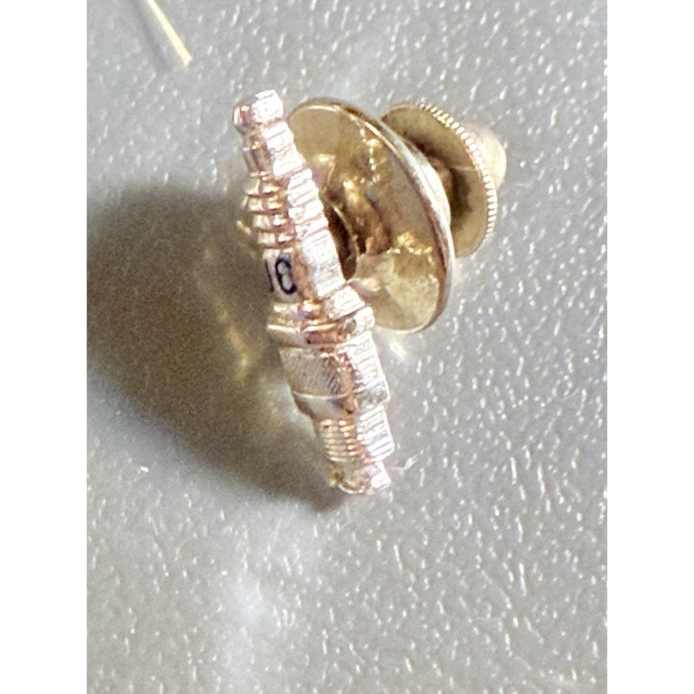 Vintage JC Spark Plug Lapel Pin Tie Tack Silver Tone Automotive Mechanical - Picture 2 of 3
